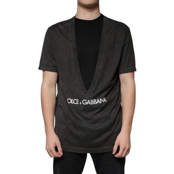 Dolce & Gabbana Black Cotton Crew Neck Short Sleeves Men's T-shirt